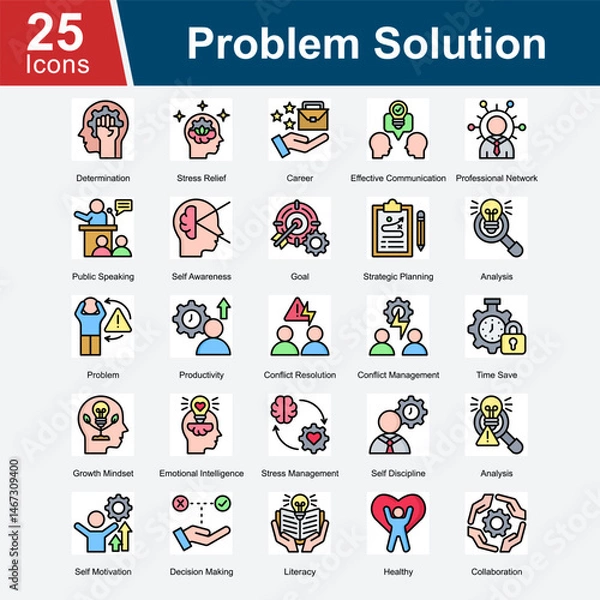 Fototapeta Problem Solution represents strategies and tools for overcoming challenges in the workplace, enhancing communication, managing stress, and fostering a growth mindset to improve personal and profession