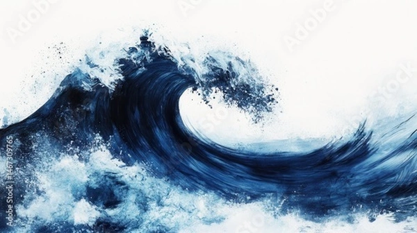 Obraz Abstract Ink Painting of a Crashing Ocean Wave Ultr