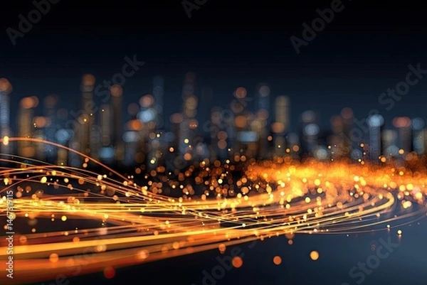 Fototapeta Abstract city lights flowing in dynamic trails