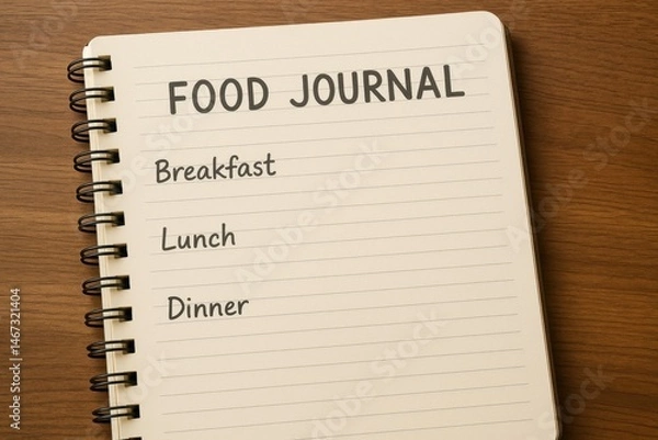 Fototapeta Open Food Journal with Daily Meal Sections