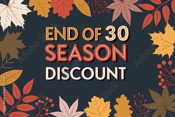 Fototapeta Design a vibrant vector illustration for an end-of-season sale banner featuring bold autumnal colors and typography.  Include sale details.
