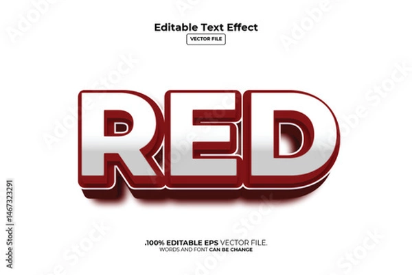 Fototapeta Editable 3D Text Effect "RED" Vector Graphic