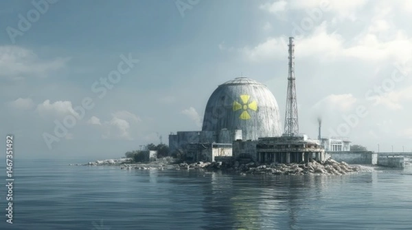 Obraz Desolate nuclear facility on a remote island.