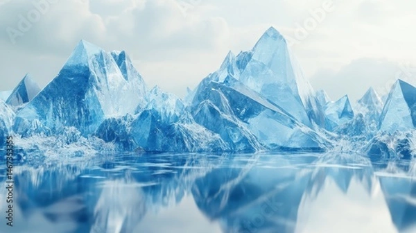 Fototapeta Icy blue marble landscape with crystalline textures reflecting cool light and creating an enchanting atmosphere of tranquility and elegance in a serene Arctic setting