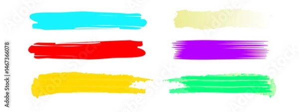 Obraz highlighter white background. set of paper banners. Blue, yellow, green, violet, and red highlighters. Element vector for highlight of text
