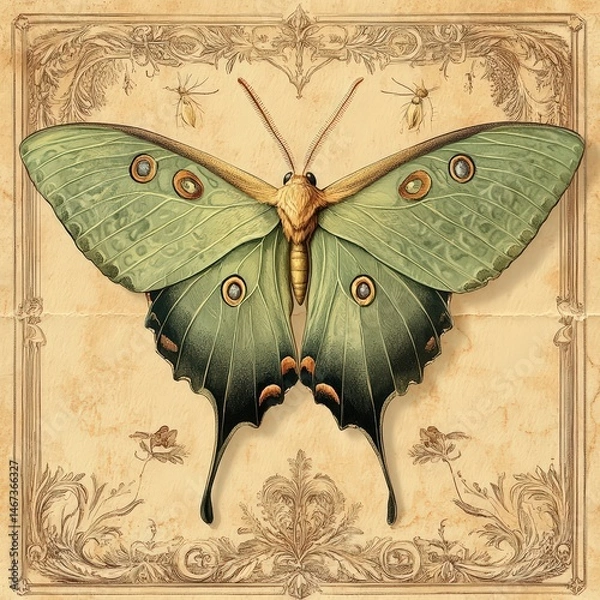 Fototapeta Detailed Illustration of a Vibrant Butterfly with Intricate Patterns