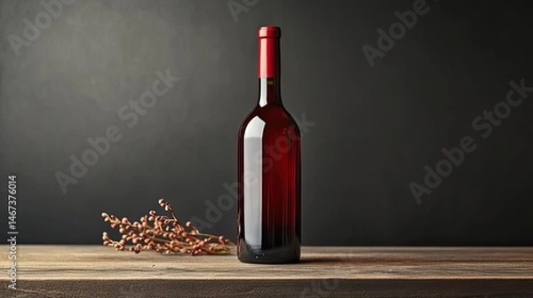 Fototapeta Bordeaux-shaped little wine bottle mockup for wine product branding and presentation