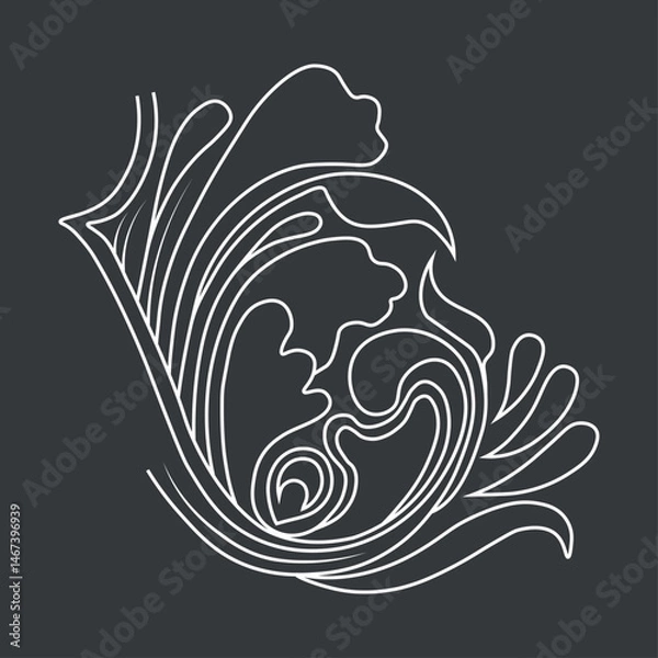 Fototapeta An illustration of a vectors different type of  flowers in continuous line art drawing style.