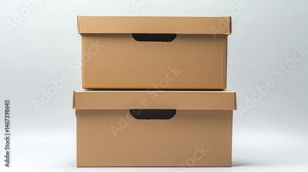 Fototapeta Two rectangular storage boxes stacked neatly