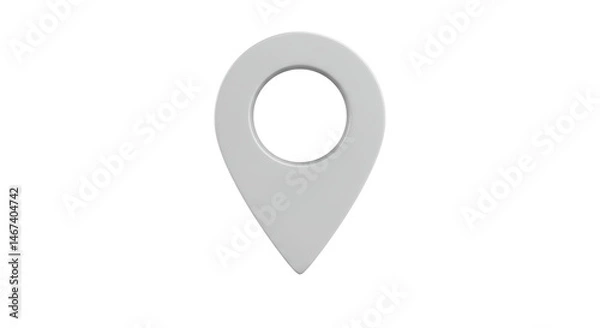 Fototapeta Isolated White Location Pin Icon for Maps and Navigation