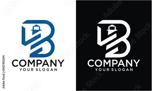 Fototapeta Creative letter B with mercusuar logo design modern vector template