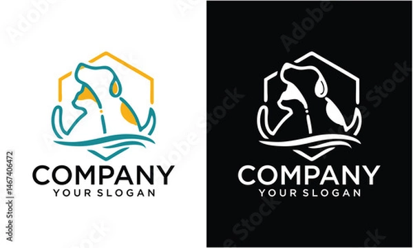 Fototapeta Creative Pet store, shop, hotel or hospital logo. Pet related label badge vector illustration. 