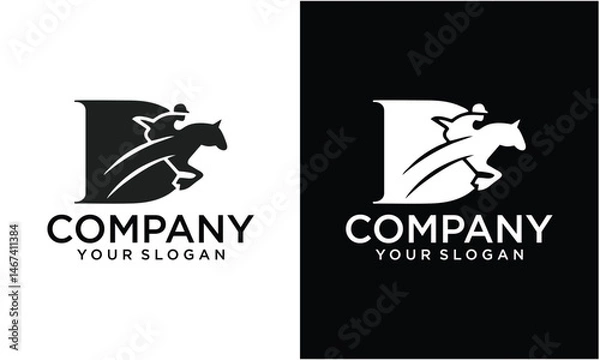 Fototapeta Creative Initial Letter D Horse Logo Design Concept With Jumping Horse Symbol Vector Template 