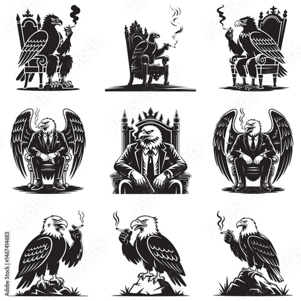 Obraz Dynamic Bird Vector Set with Flying, Perching, and Standing Poses in Bold Styles A stunning collection of birds in energetic poses, ideal for creating impactful wildlife and nature designs .Thank You.