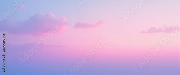 Fototapeta Pastel gradient sky with soft clouds at sunset or sunrise, Abstract background.