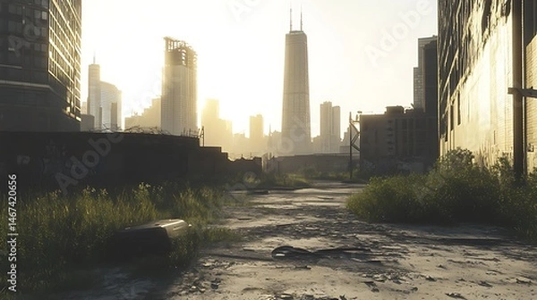 Fototapeta City View With Skyscrapers, Modern Buildings And Open Public Square High Resolution Picture