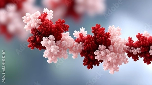 Fototapeta Abstract Molecular Structure with Red and White Details