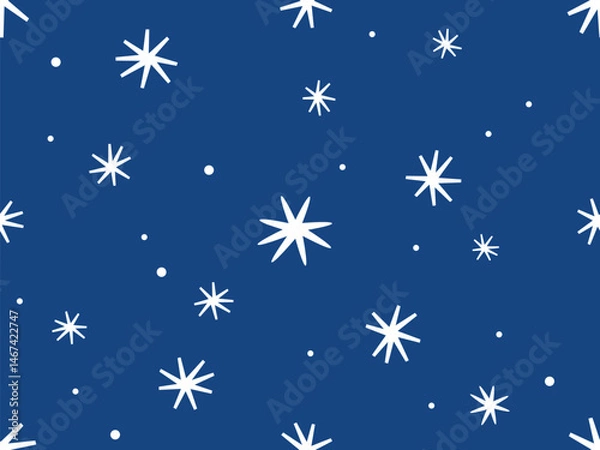 Fototapeta Seamless pattern with snowflakes on blue background vector.