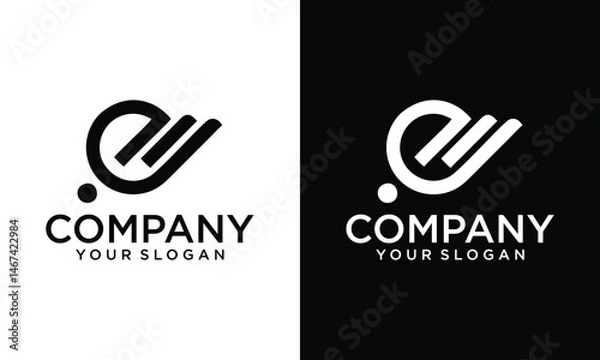 Fototapeta Creative EM, ME, E, M abstract letters logo monogram