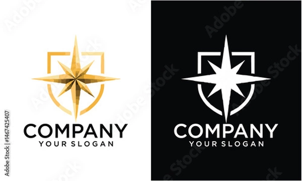 Fototapeta Creative The Simple Shield Compass Logo