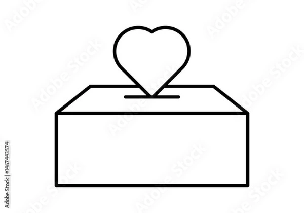 Fototapeta Icono negro de hucha con corazón representando donaciones