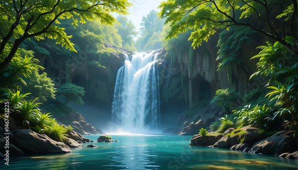 Obraz Waterfall in Lush Forest