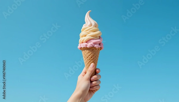 Obraz Ice Cream Cone Held Against Blue Sky