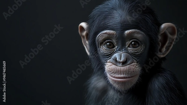 Fototapeta Chimpanzee portrait: A young chimp with soulful eyes and a gentle expression.