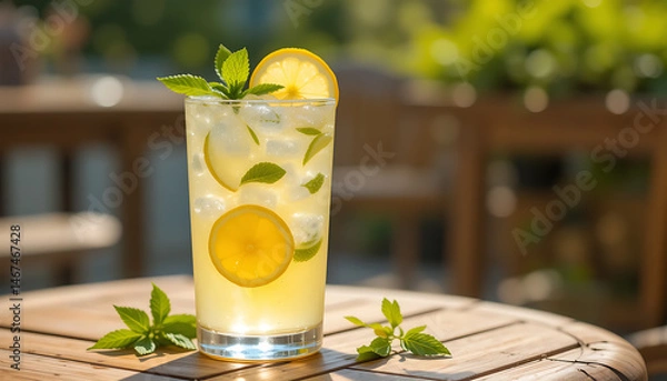 Obraz Lemonade Drink with Ice and Mint