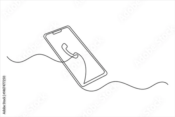 Obraz Smart phone icon continuous one line drawing with  isolate simple outline vector illustration
