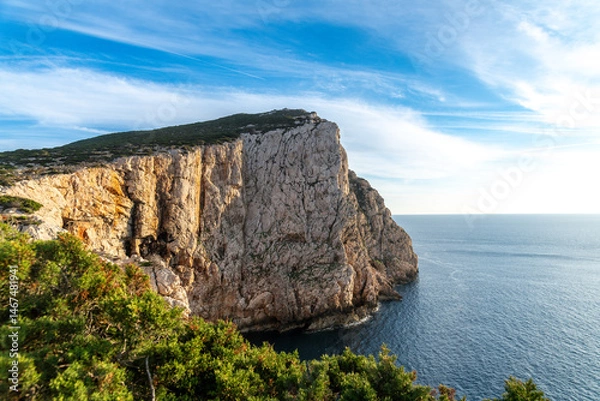 Fototapeta Cliff face above sea at Capo Caccia near Alghero in Sardinia