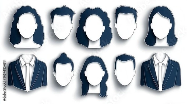 Obraz Abstract Business Profile Pictures Collection On White Background