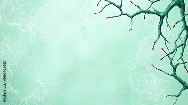 Obraz Abstract Pixelated Branch Pattern Design With Teal Background