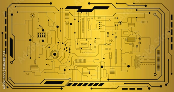 Fototapeta Technology circuit board texture background. Abstract circuit board banner wallpaper. Futuristic circuit board idea. Vector illustration
