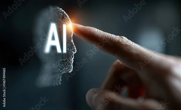 Fototapeta Ai interaction technology digital art abstract close-up innovation in modern science