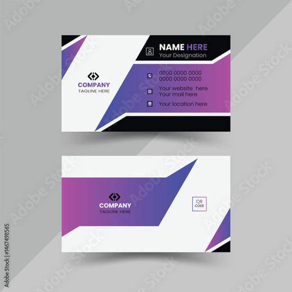 Fototapeta Modern, creative, and simple double-sided landscape orientation clean vector corporate business card template with stylish colour for business and personal use illustration design
