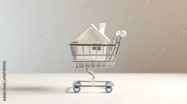Obraz House in shopping cart awaits purchase
