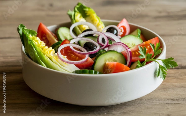 Obraz salad with tomatoes and cucumbers