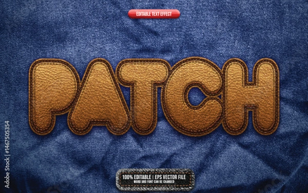 Fototapeta Leather Patch editable text effect