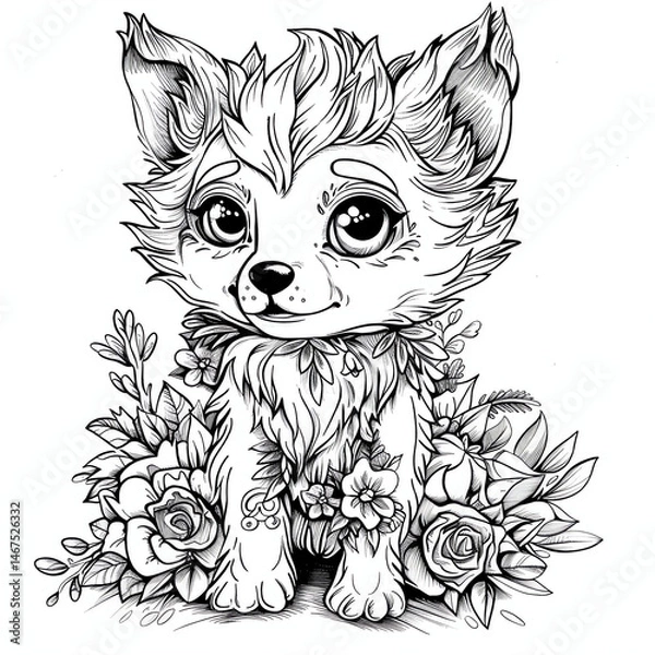 Fototapeta wolf coloring page