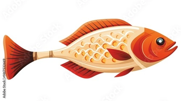 Obraz Professional Creative Chinese Paddle Fish Illustration Cartoon for Design Projects