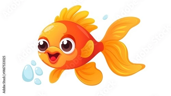 Obraz Colorful Goldfish Cartoon Vector Illustration for Creative Design Projects