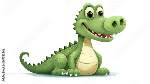 Obraz Detailed hand-drawn crocodile illustration on white background for design projects