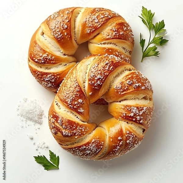 Fototapeta soft pretzels with coarse salt in golden brown texture, isolated soft pretzels with coarse salt, bakery soft pretzels with coarse salt and white background, soft pretzels

coarse salt

golden texture
