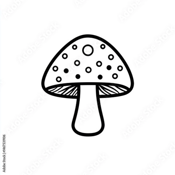 Fototapeta Simple mushroom illustration, white background, nature, design element