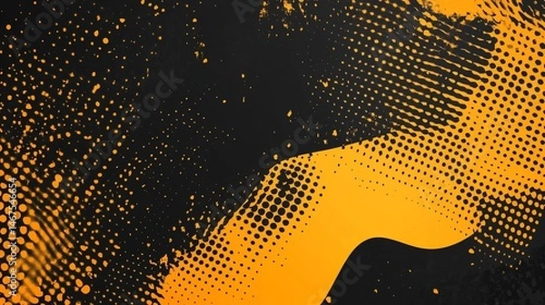 Fototapeta Abstract halftone background with yellow and black color combination