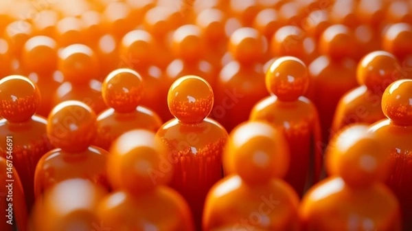 Fototapeta Orange Crowd: A Conceptual Representation of Unity and Individuality