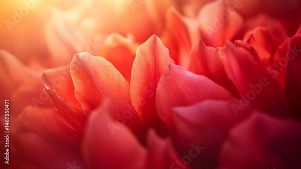 Fototapeta Abstract red flower petals in soft light creating a warm and inviting feeling