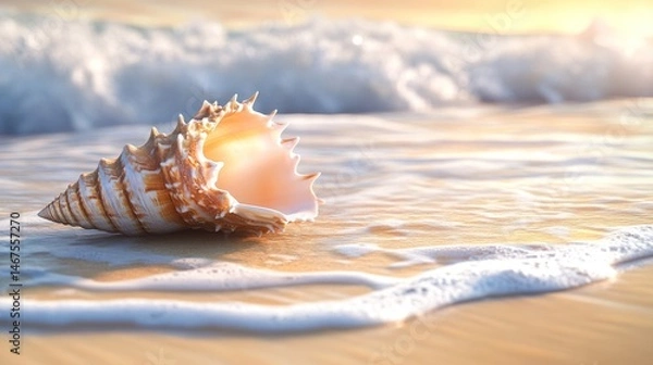 Fototapeta Seashell Serenity: A Coastal Sunrise
