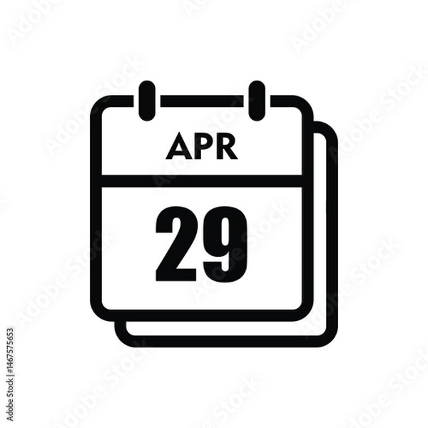 Obraz calender icon, 29 april icon with white background